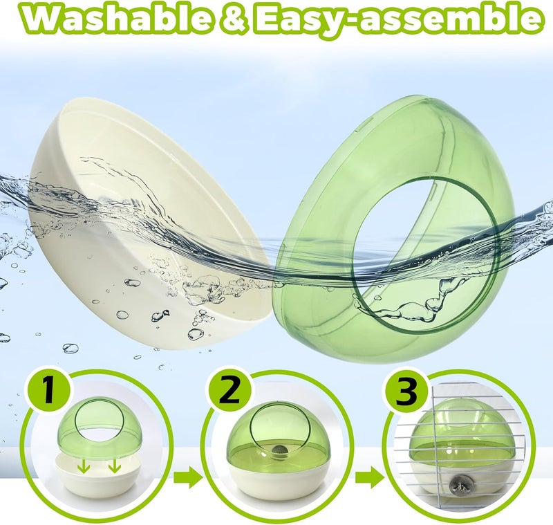 Jevnd Bird Nest for Cage Bite-Resistant, Washable Clear Observation Small Bird House Hanging, Warm Birds Bed Plush Hut, Parakeet Nest to Lay Eggs Breeding Sleeping for Budgie Lovebird Canary (Green, Clear) - Image 4